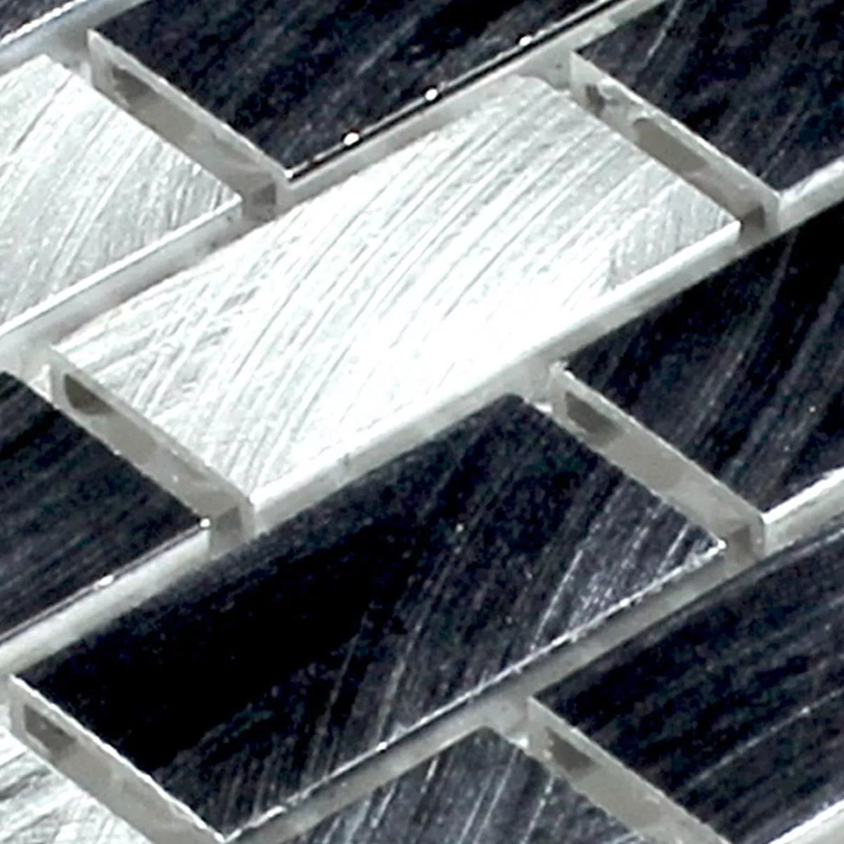 Sample Mozaïektegel Aluminium Zilver Zwart 