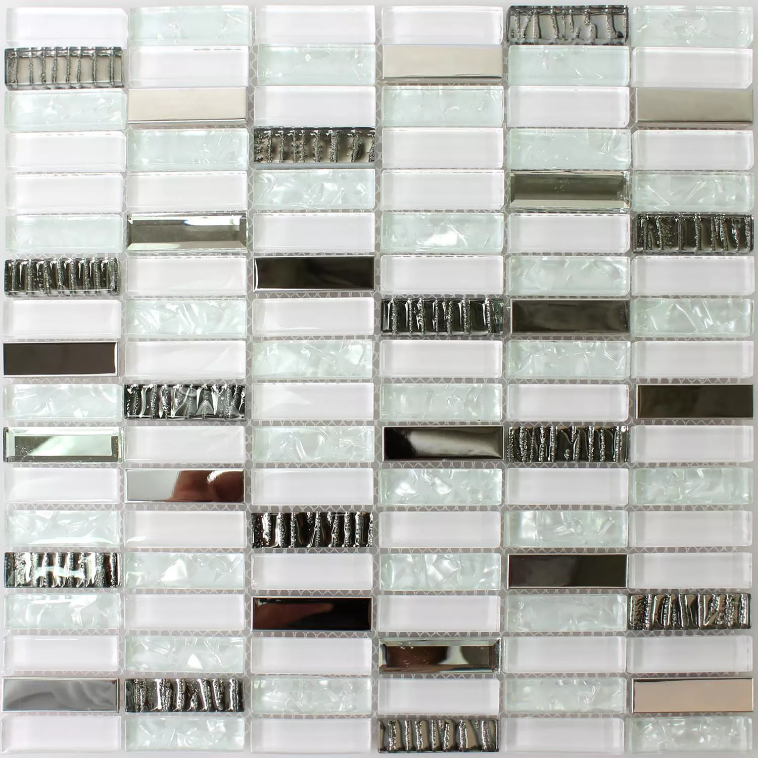 Mosaïque Verre Acier Inoxydable Blanc Mix