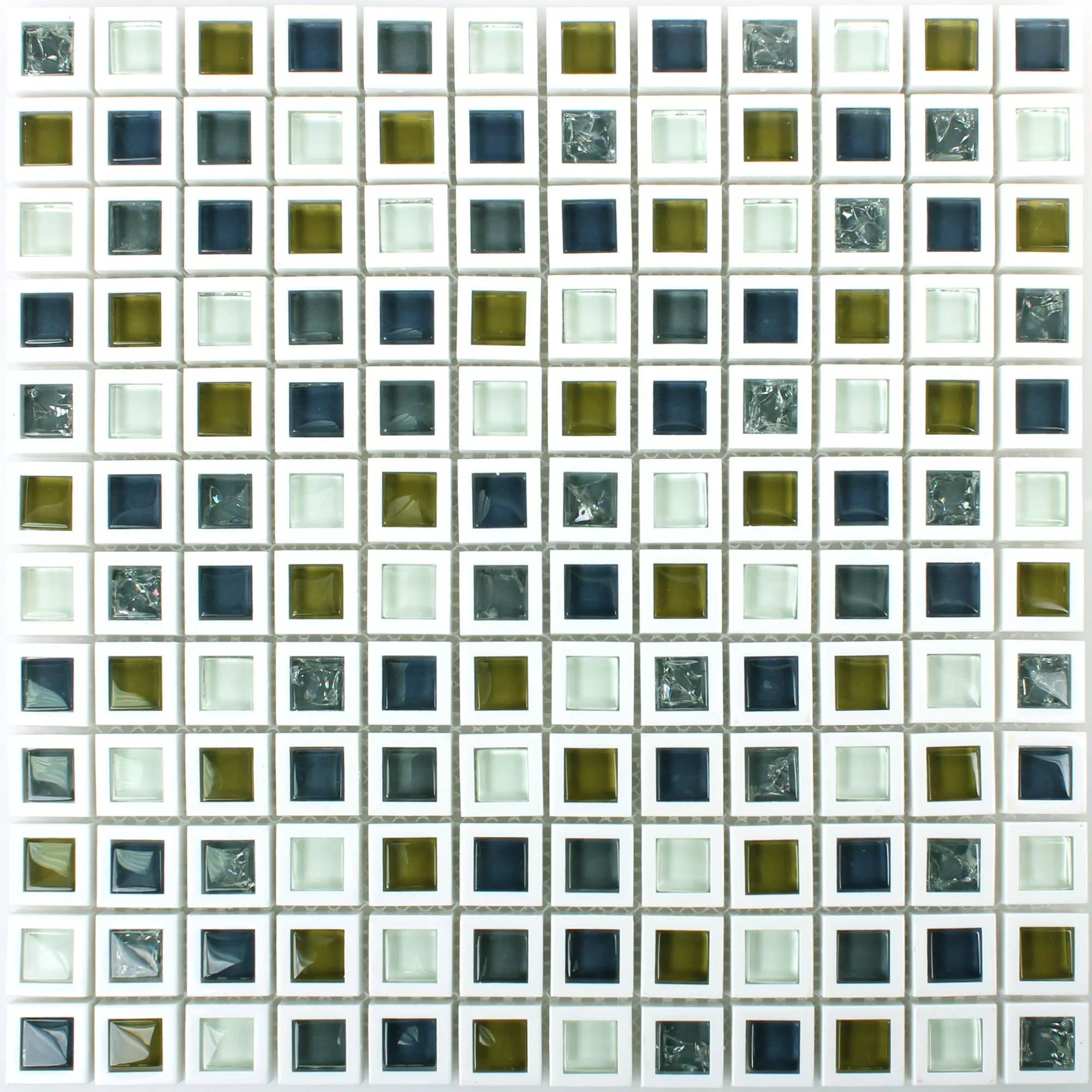 Échantillon Verre Plastique Mosaïque Carrelage Anatolia Vert Blanc