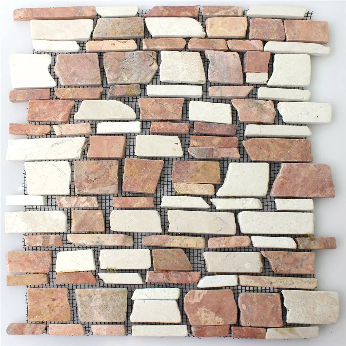 Échantillon Marbré Carrelage Pierre Naturelle Brick Mosaïque Biancone Rosso