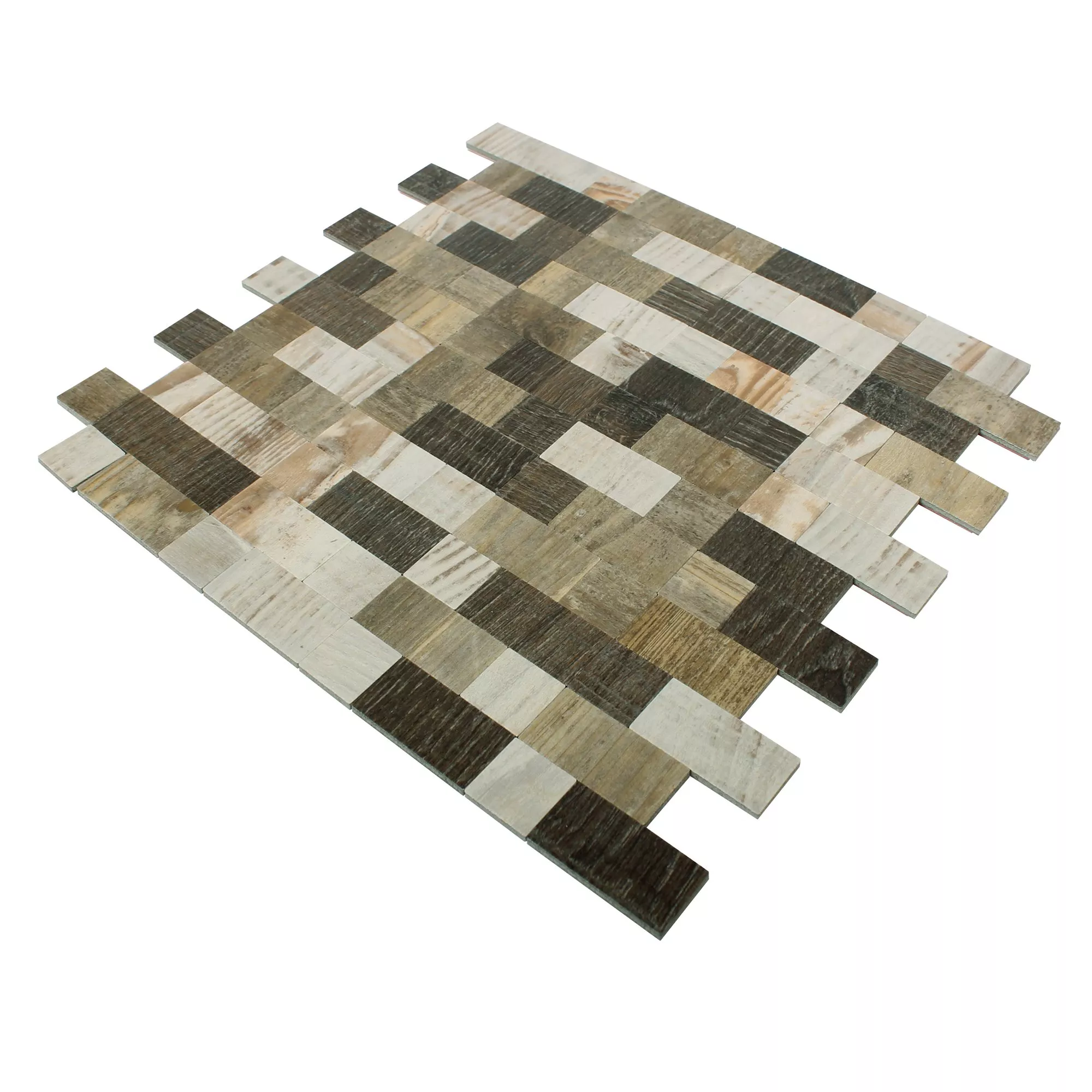 Échantillon Mosaïque Carrelage Auto Adhésif Imitation Bois Arkansas Brun Beige