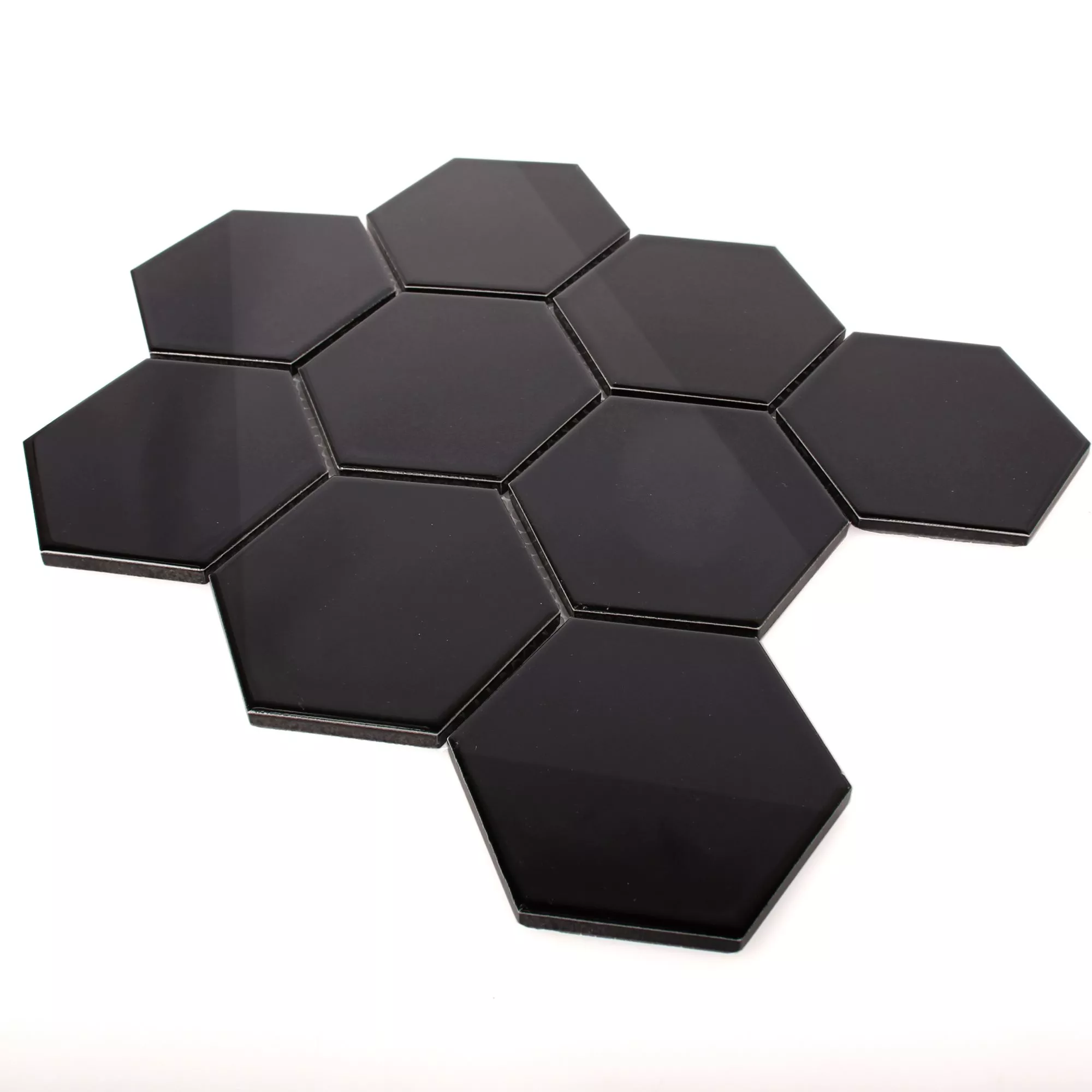 Céramique Mosaïque Carrelage Hexagone Salamanca Noir Brillant H95