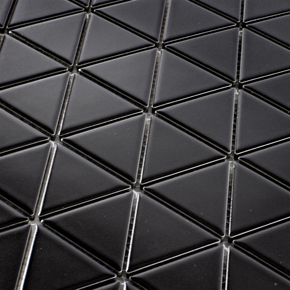 Mosaïque rectangulaire en céramique uni noir mat à effet