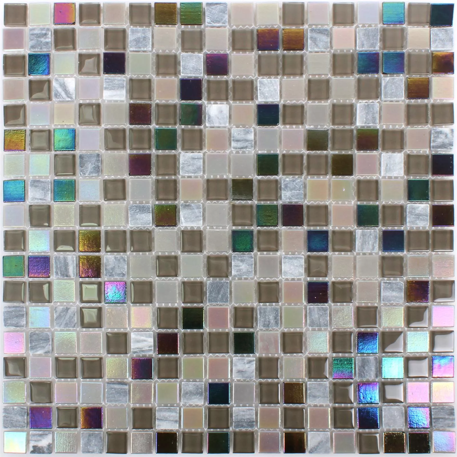 Échantillon Mosaïque Carrelage Tallinn Marbre Verre Nacre Gris Brun