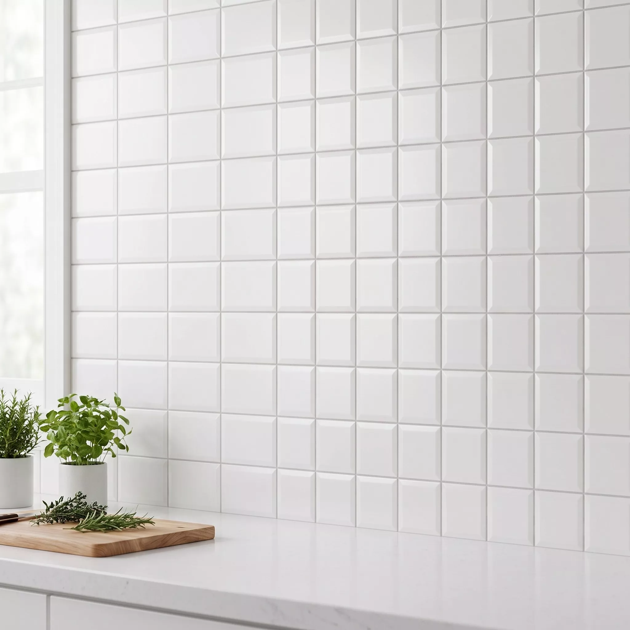 Carrelage métro Blanc Mat 10x10 cm Avec Facette Catarina Blanco