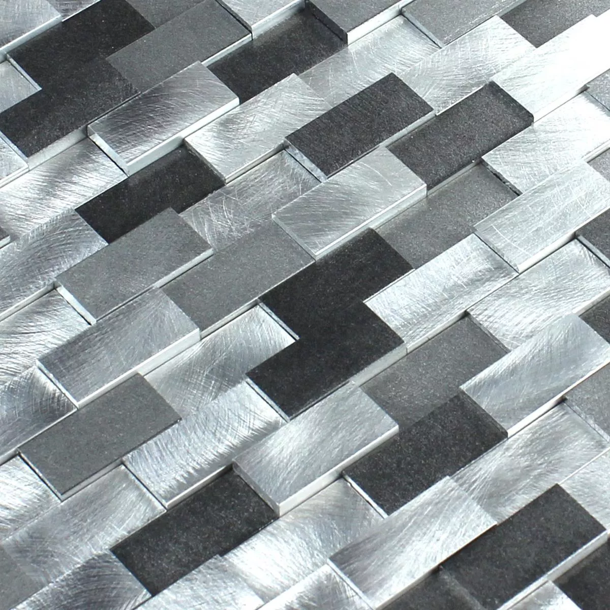 Mosaïque 3D Aluminium Metal Noir Gris