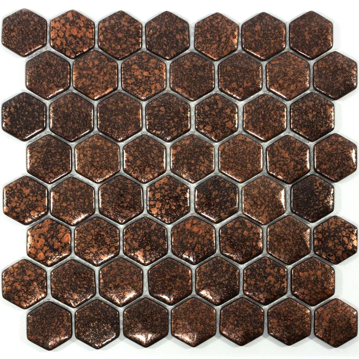 Glasmozaïek Tegels Leopard Hexagon 3D Bronzen