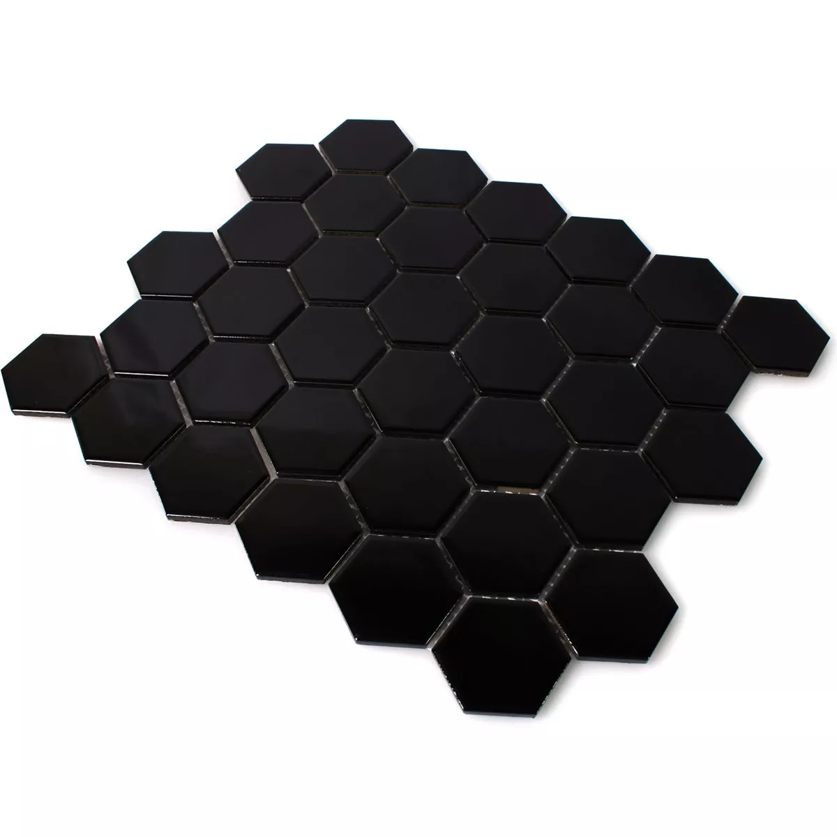 Mosaïque Céramique Hexagone Noir Brillant