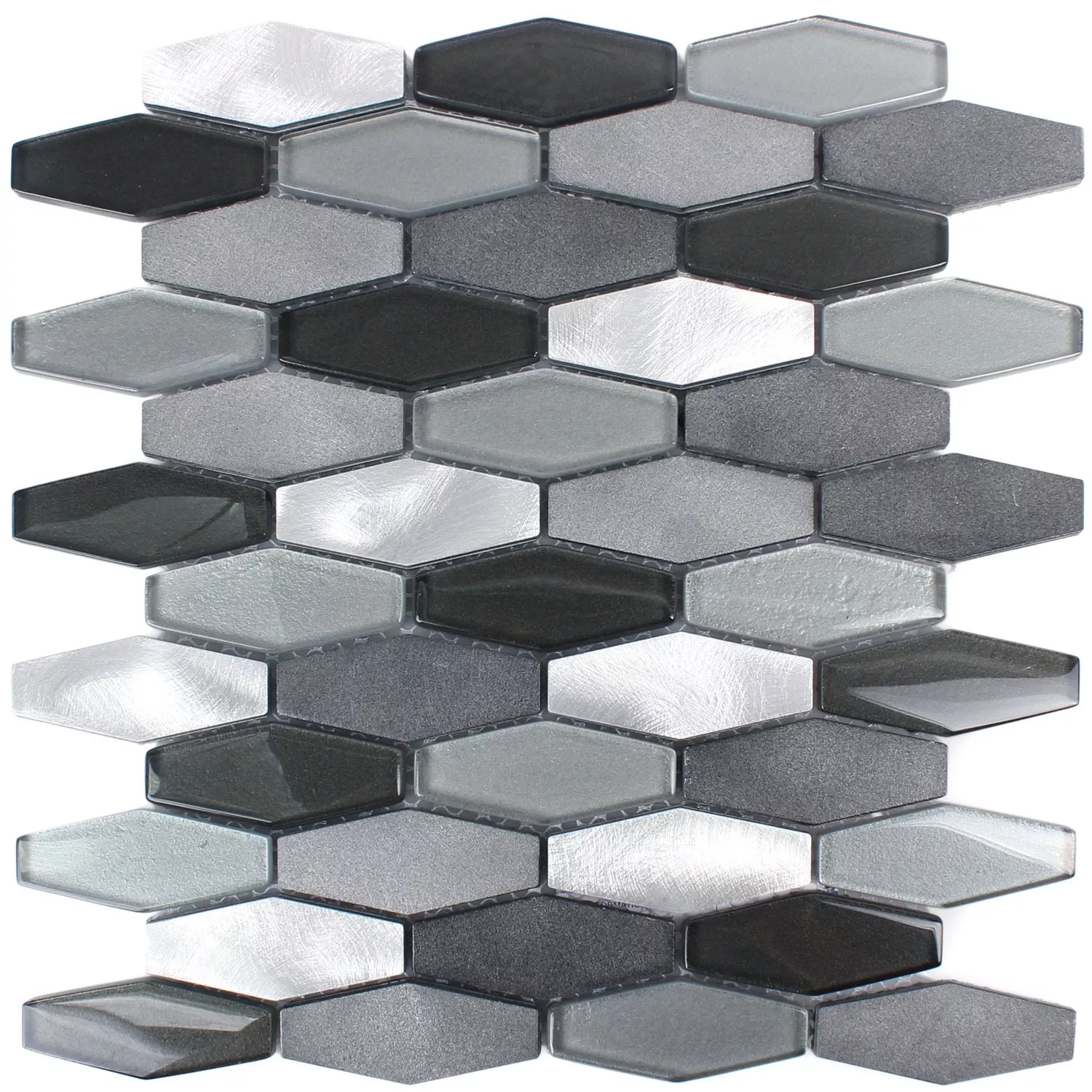 Mosaïque Carrelage Hexagone Lupo Noir Argent