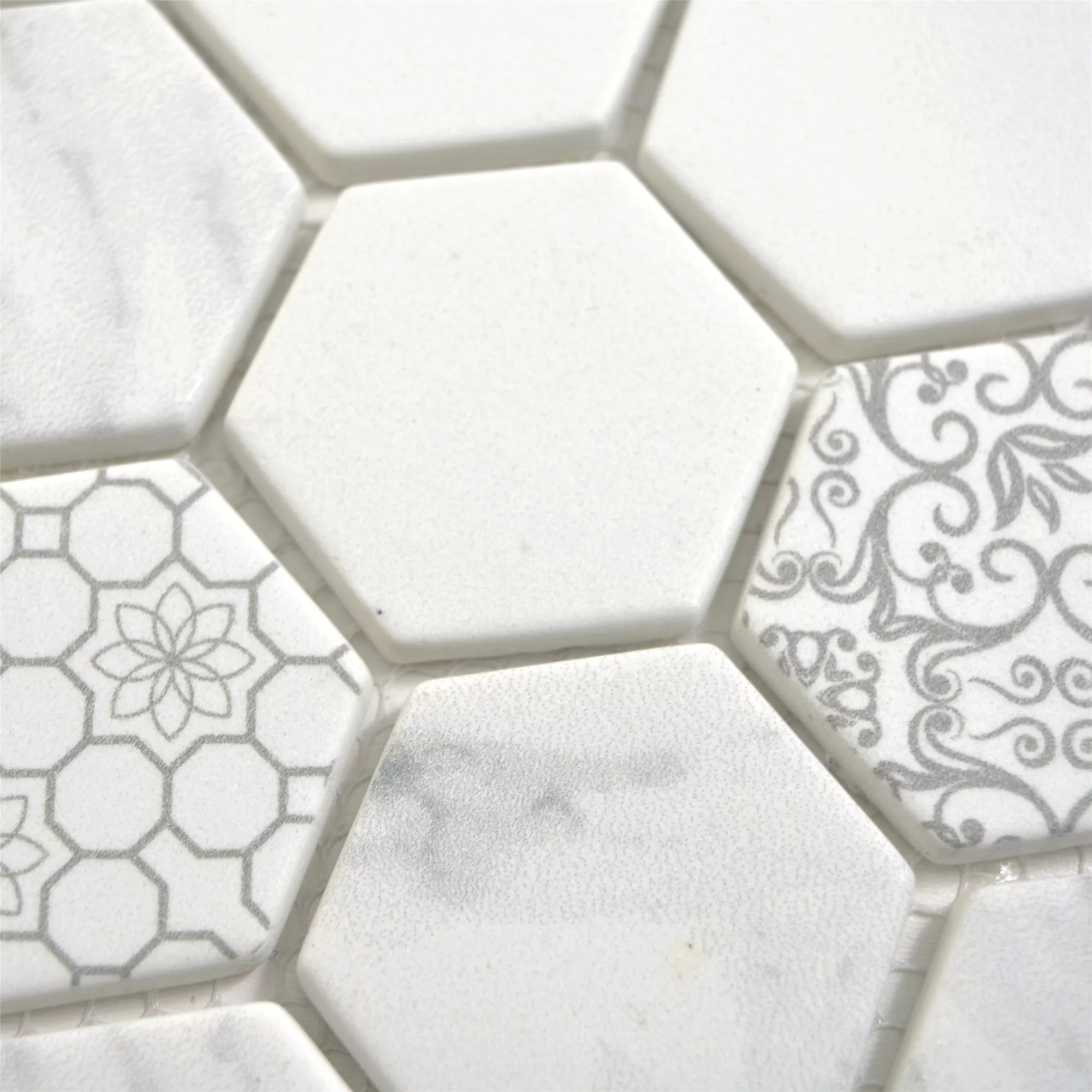 Échantillon Mosaïque En Verre Carrelage Acapella Carrara Hexagone