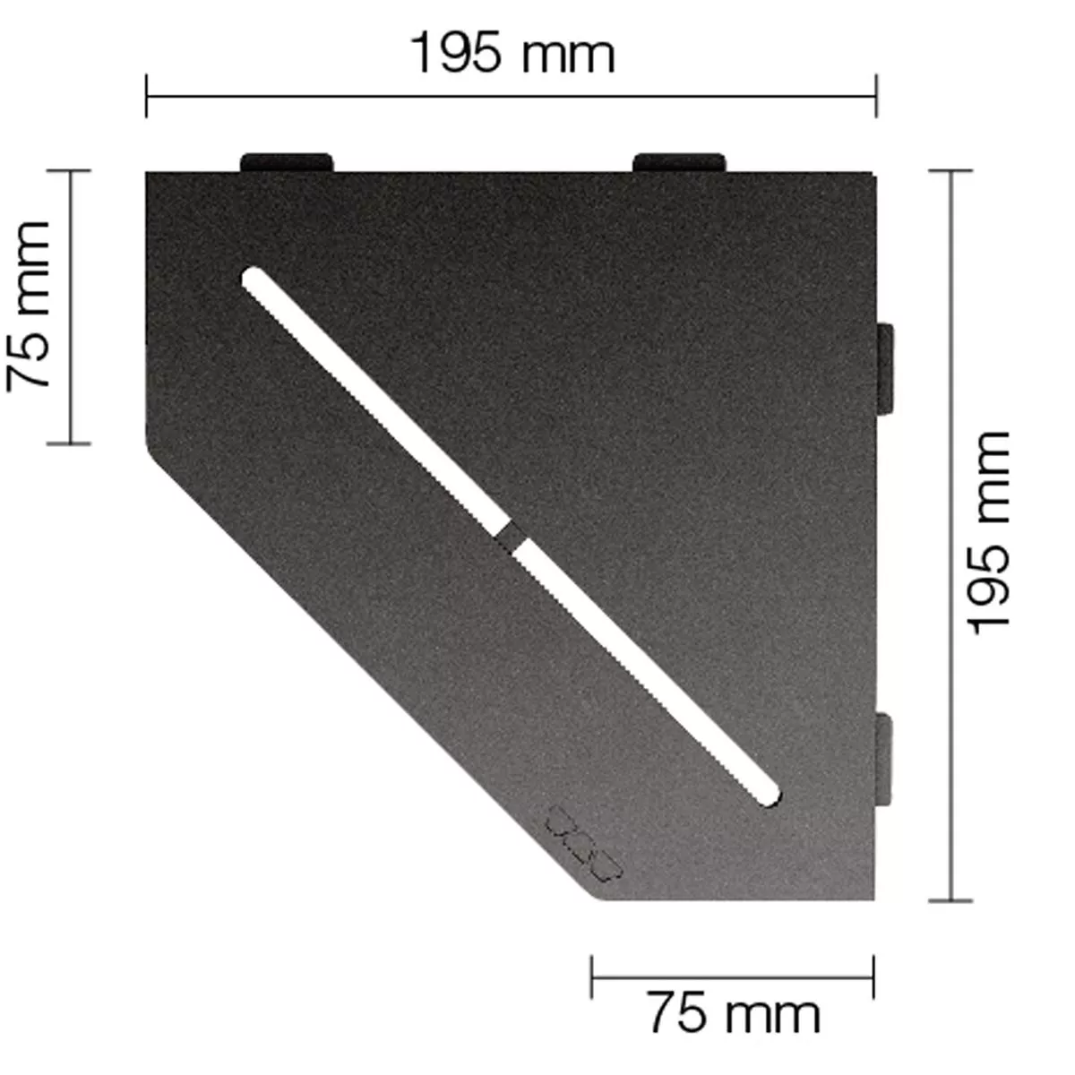 Wandplank doucheplank Schlüter 5eck 19,5x19,5cm Puur Antraciet