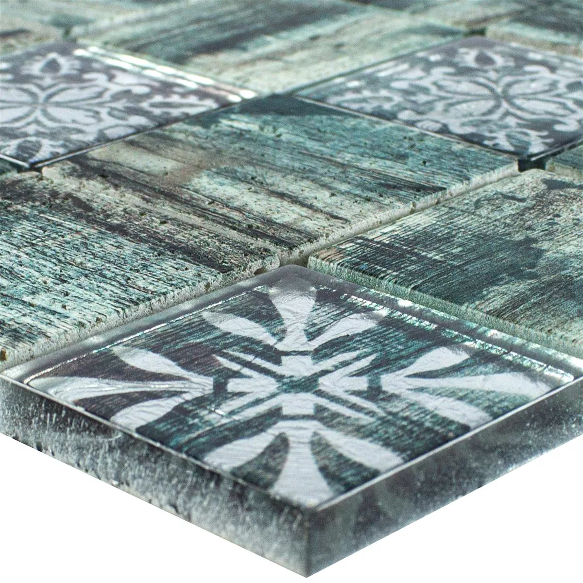 Échantillon Mosaïque En Verre Carrelage Imitation Bois Norwalk Gris Brun Vert Q48