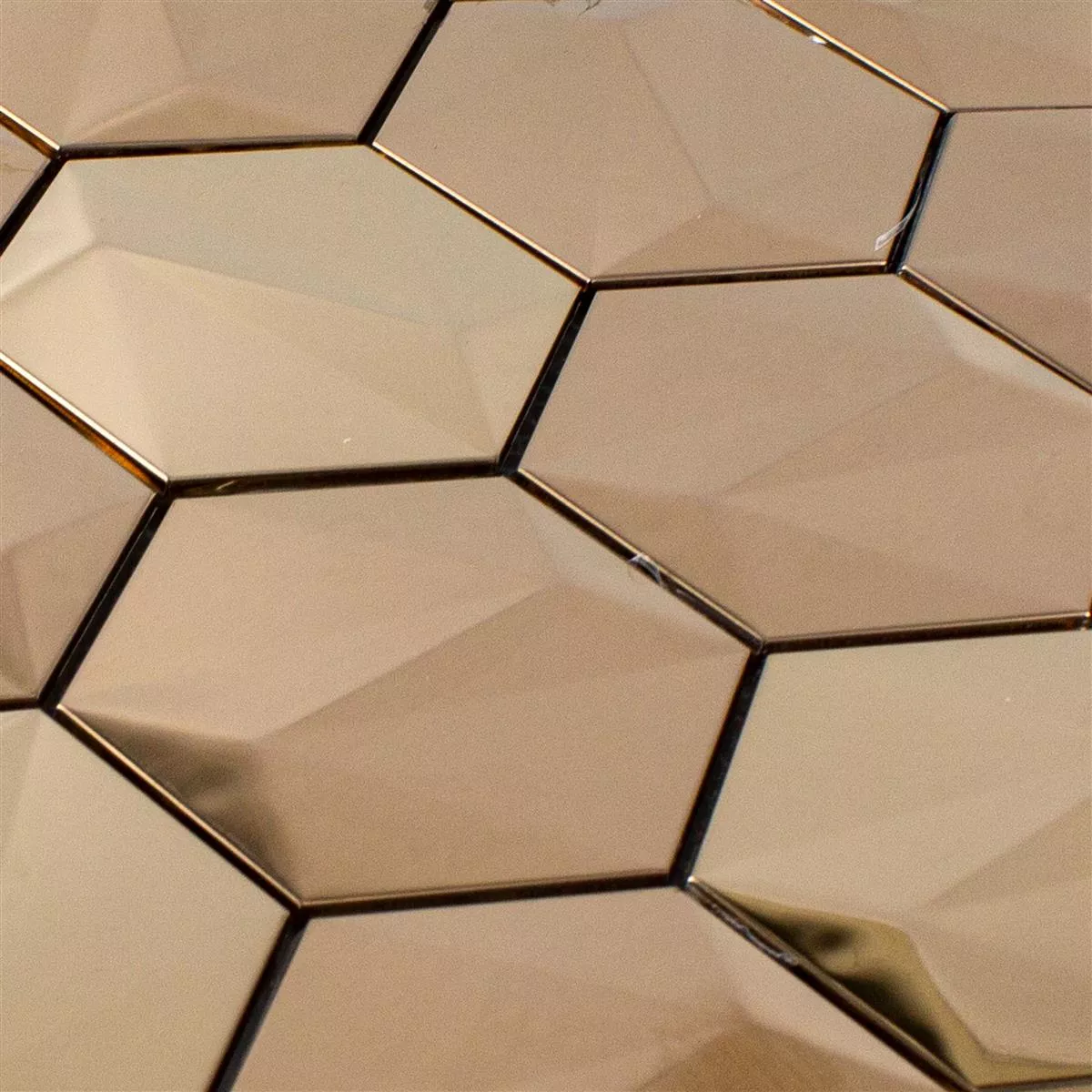 Échantillon Acier Inoxydable Mosaïque Carrelage Durango Hexagone 3D Cuivre