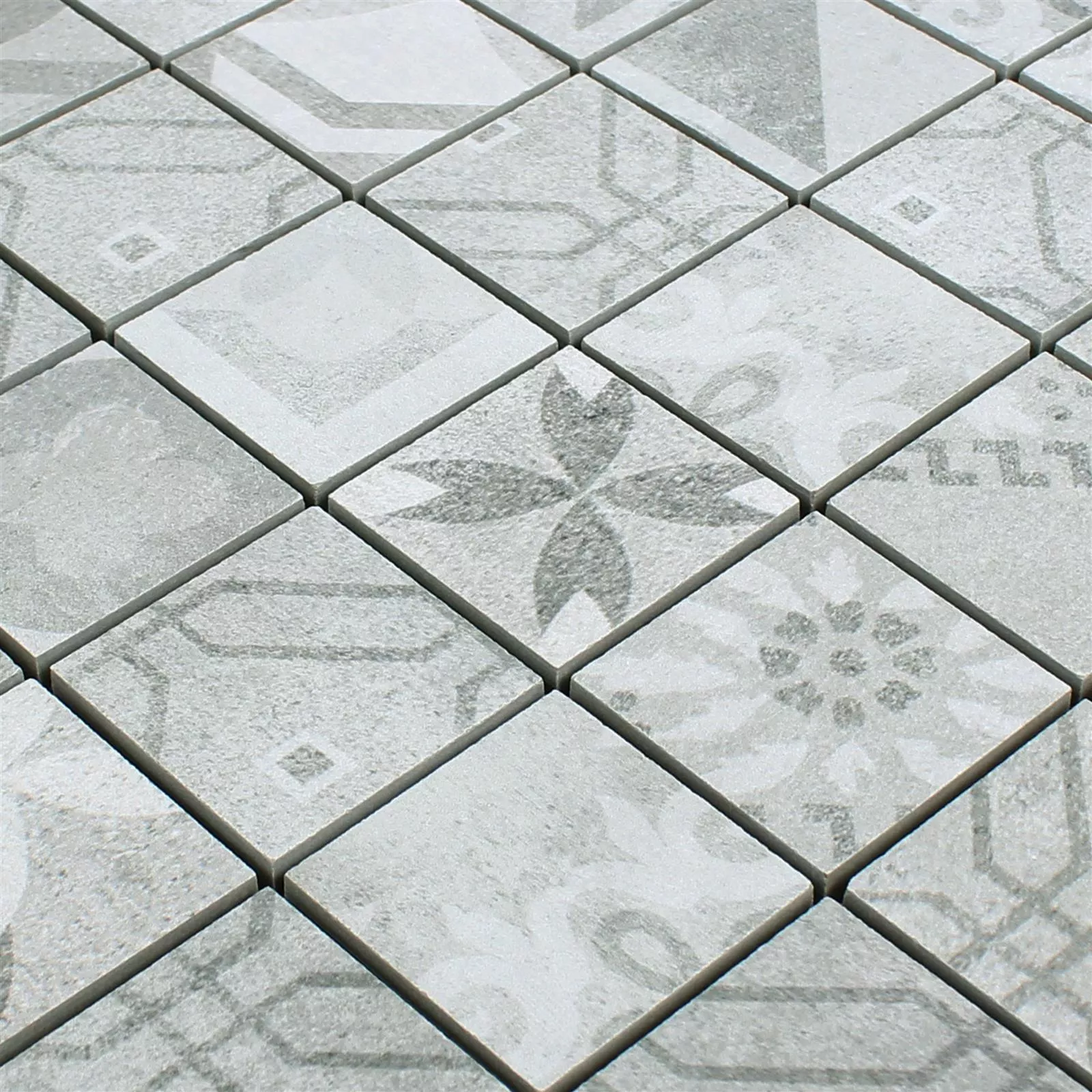 Échantillon Céramique Mosaïque Vintage Carrelage Coupe Gris R10/B