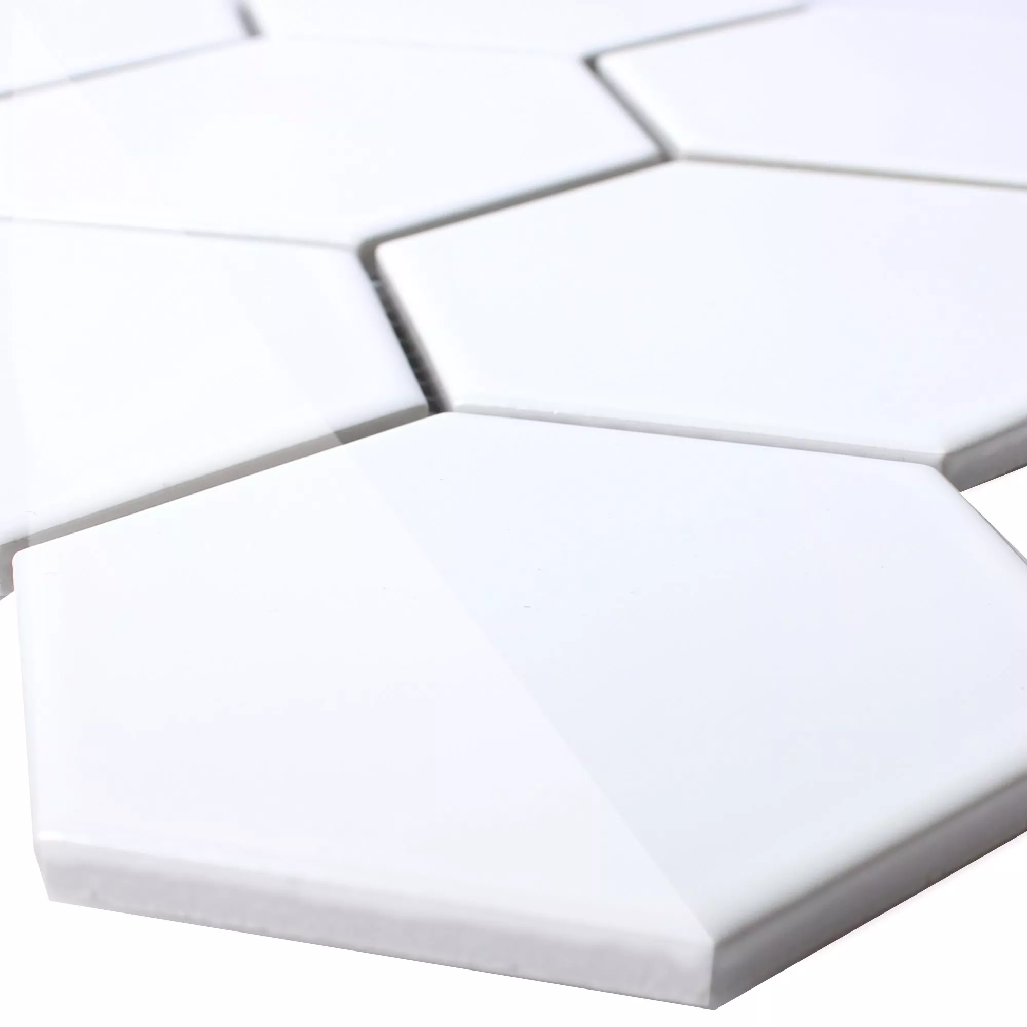 Carrelage Mural Mosaïque Hexagone Blanc Aspect Pierre - Finition Mat - Pour Cuisine