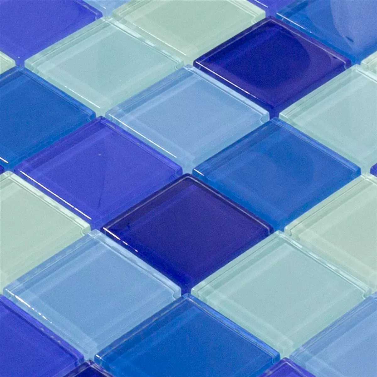 Sample Glasmozaïek Tegels Glasgow Blauw Mix