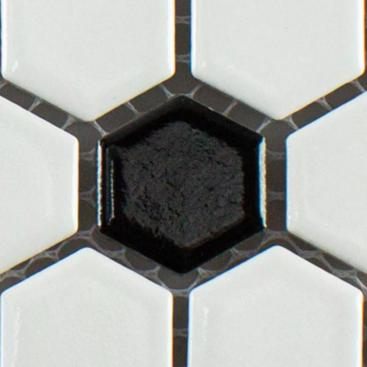 Échantillon Céramique Mosaïque Carrelage Gosford Noir Blanc