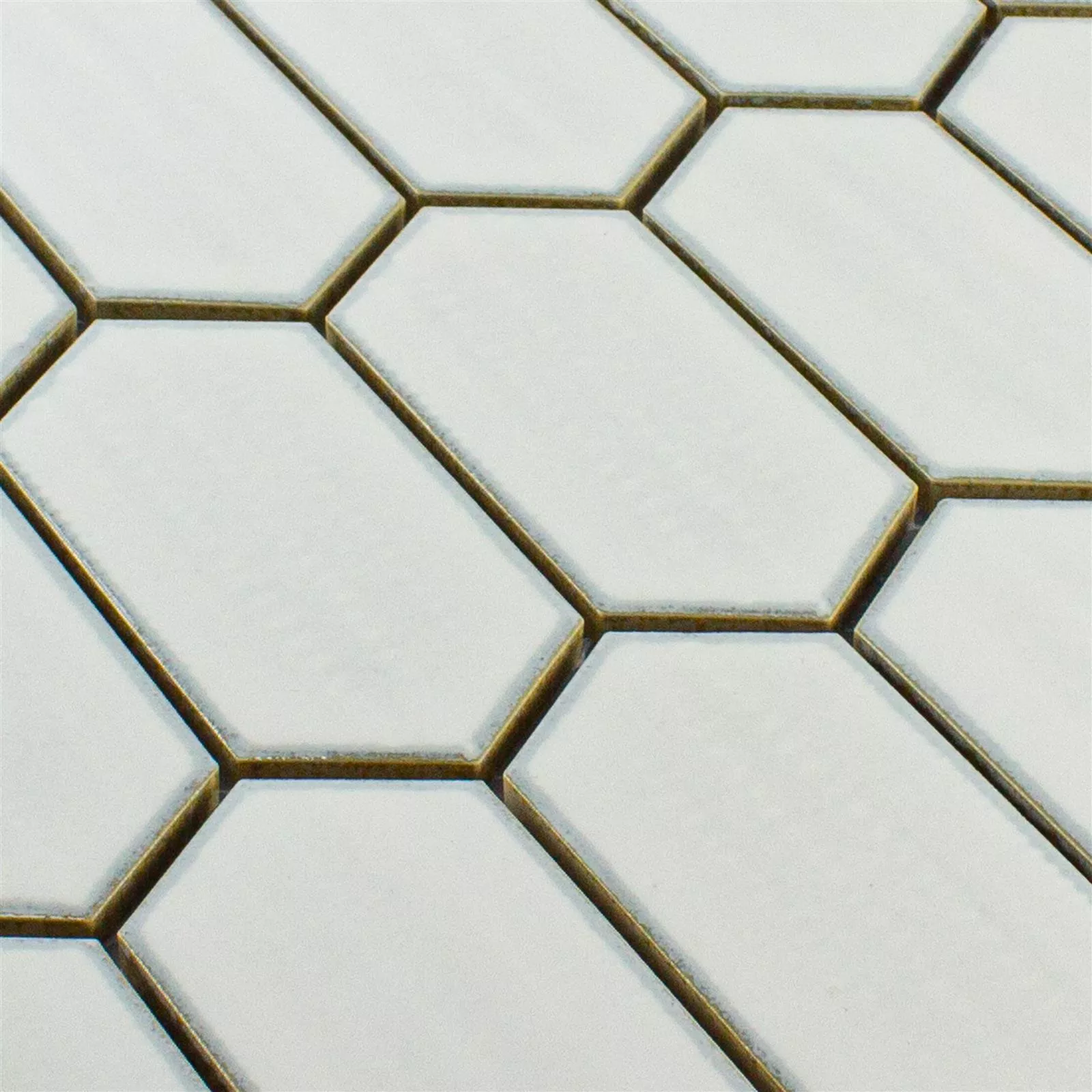 Échantillon Céramique Mosaïque Carrelage McCook Hexagone Long Blanc