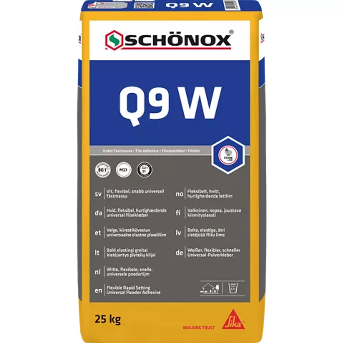 Tegellijm Schönox Q9 W Wit Flexibele Universele Poederlijm 25 KG