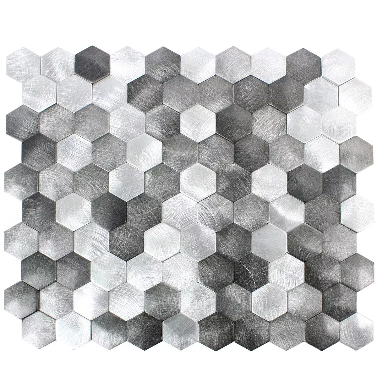 Mosaïque Carrelage Sindos Hexagone 3D Noir Argent