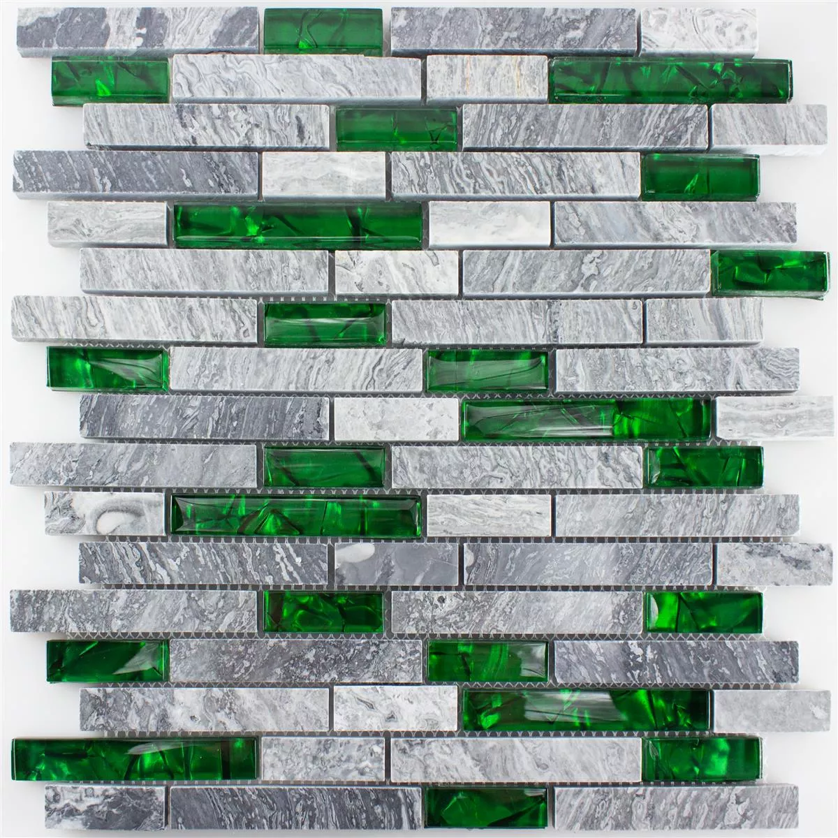 Échantillon Mosaïque Verre Pierre naturelle Carrelage Sinop Gris Vert Brick