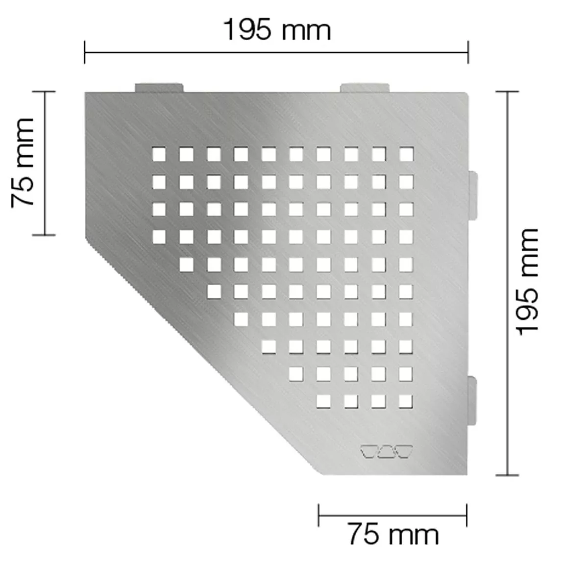 Wandplank doucheplank Schlüter 5eck 19,5x19,5cm vierkant zilver