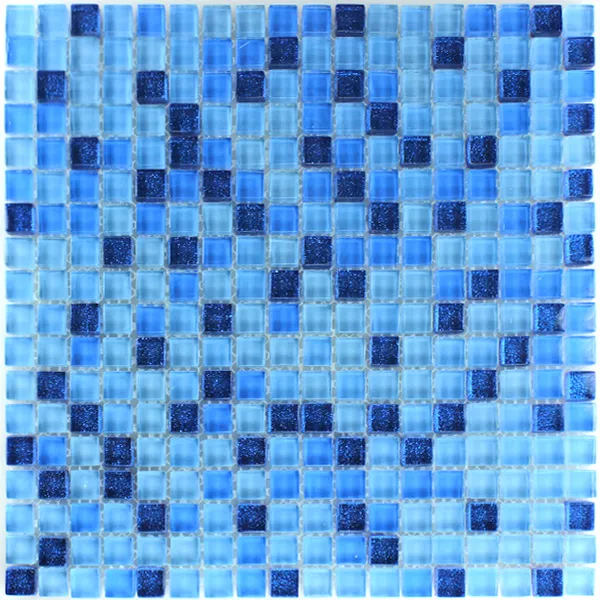 Glasmozaïek Tegels Blauw Flitser 15x15x8mm