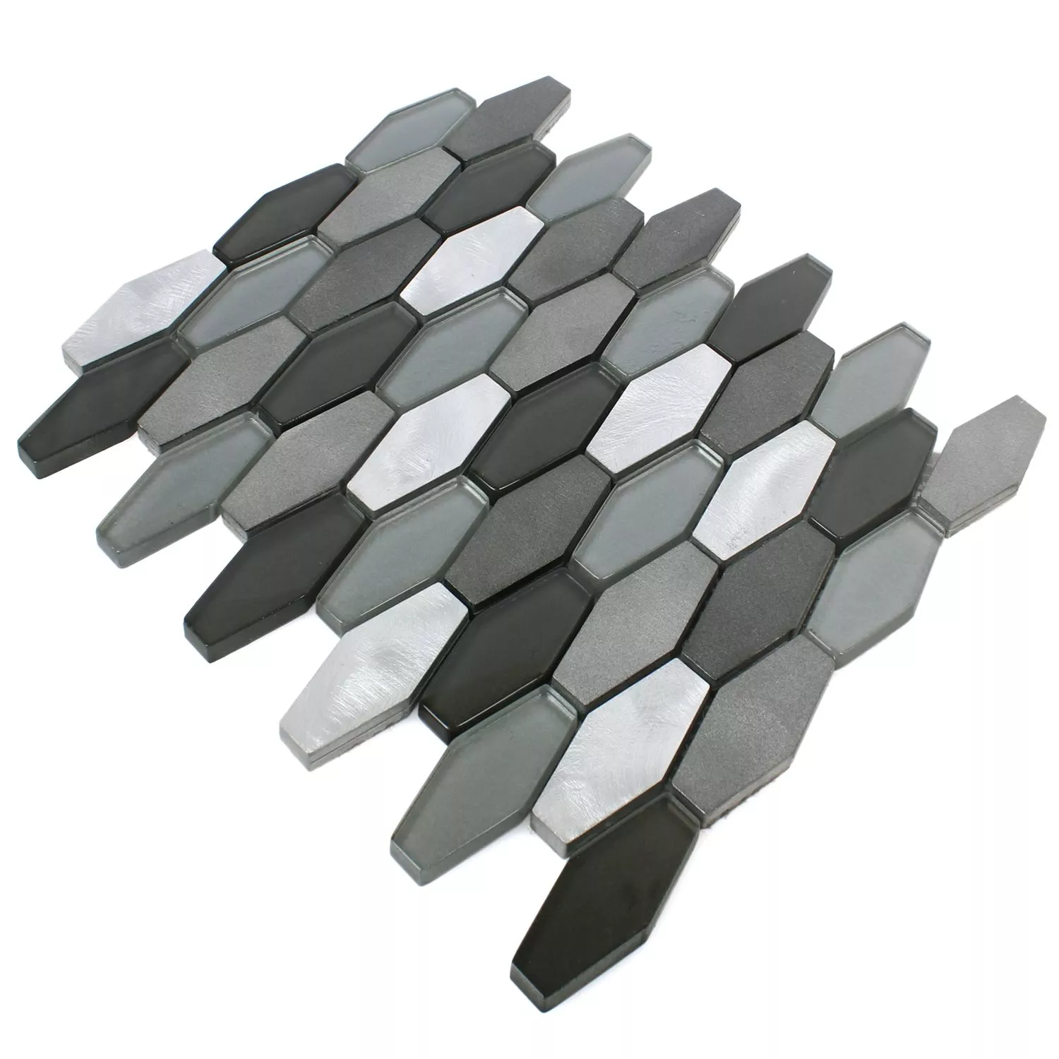 Échantillon Mosaïque Carrelage Hexagone Lupo Noir Argent