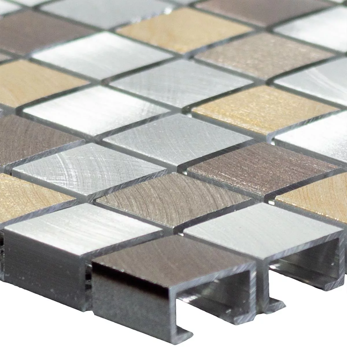 Échantillon Aluminium Métal Mosaïque Carrelage Techvisto Brun Argent