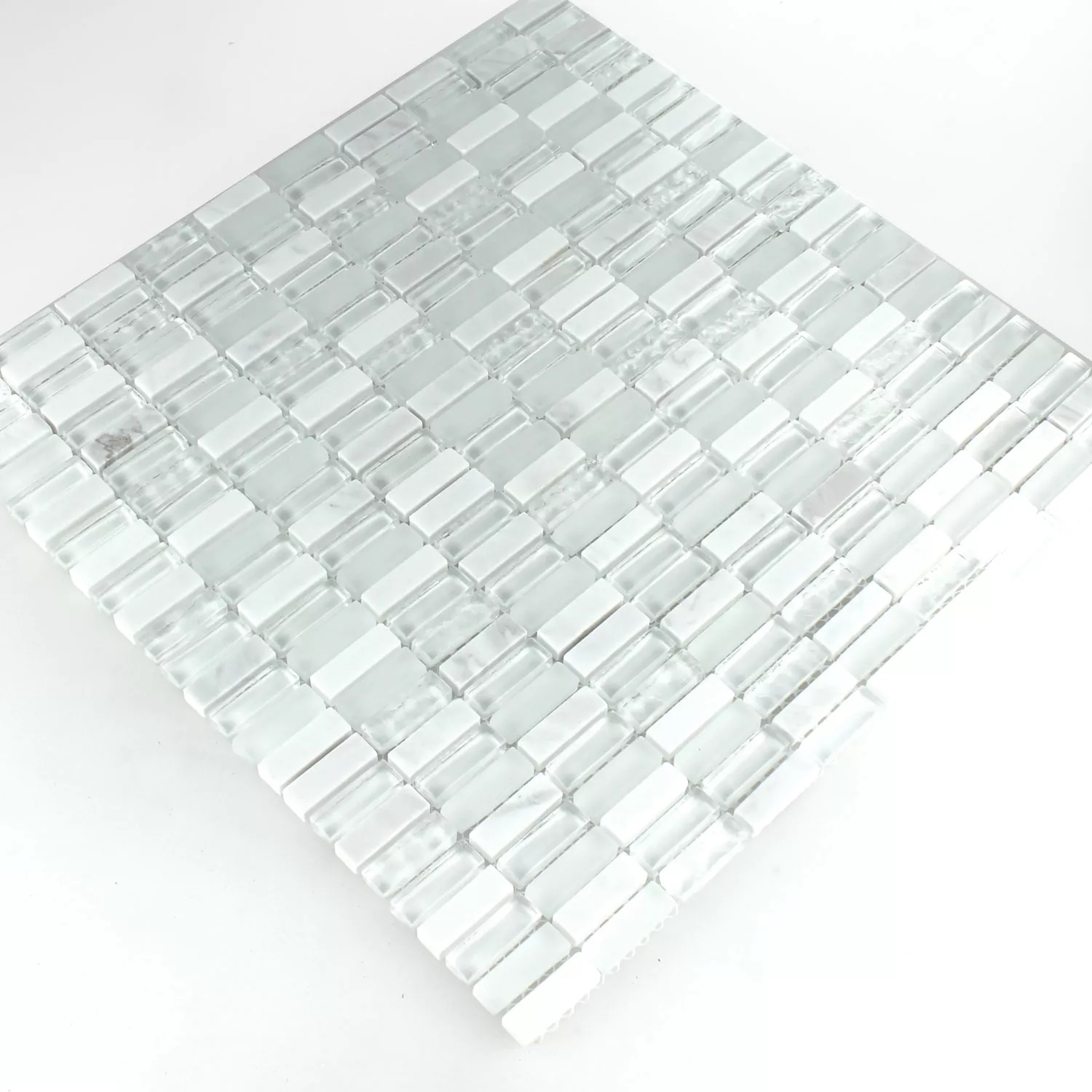 KristallVerre Marbré Carrelage Blanc Mix 10x30x8mm