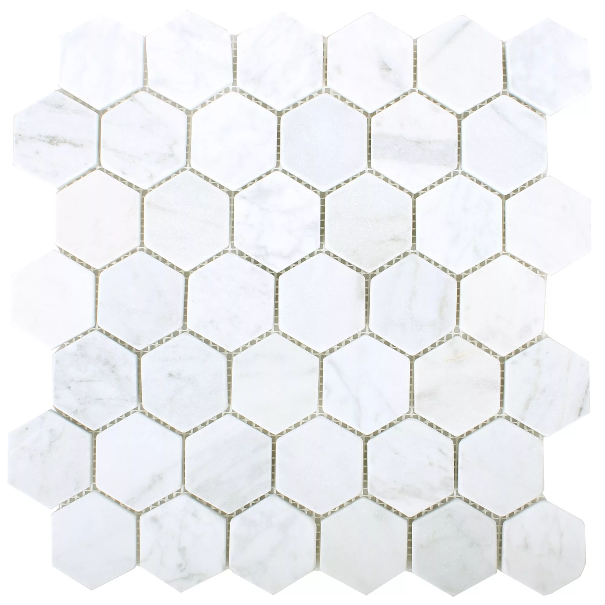 Sample Mozaïektegel Marmer Wutach Hexagon Wit Carrara