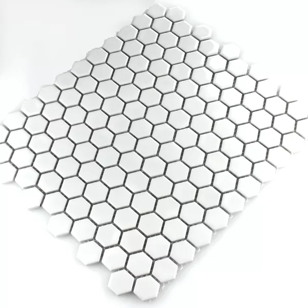 Mosaïque Céramique Hexagon Blanc Mat H23