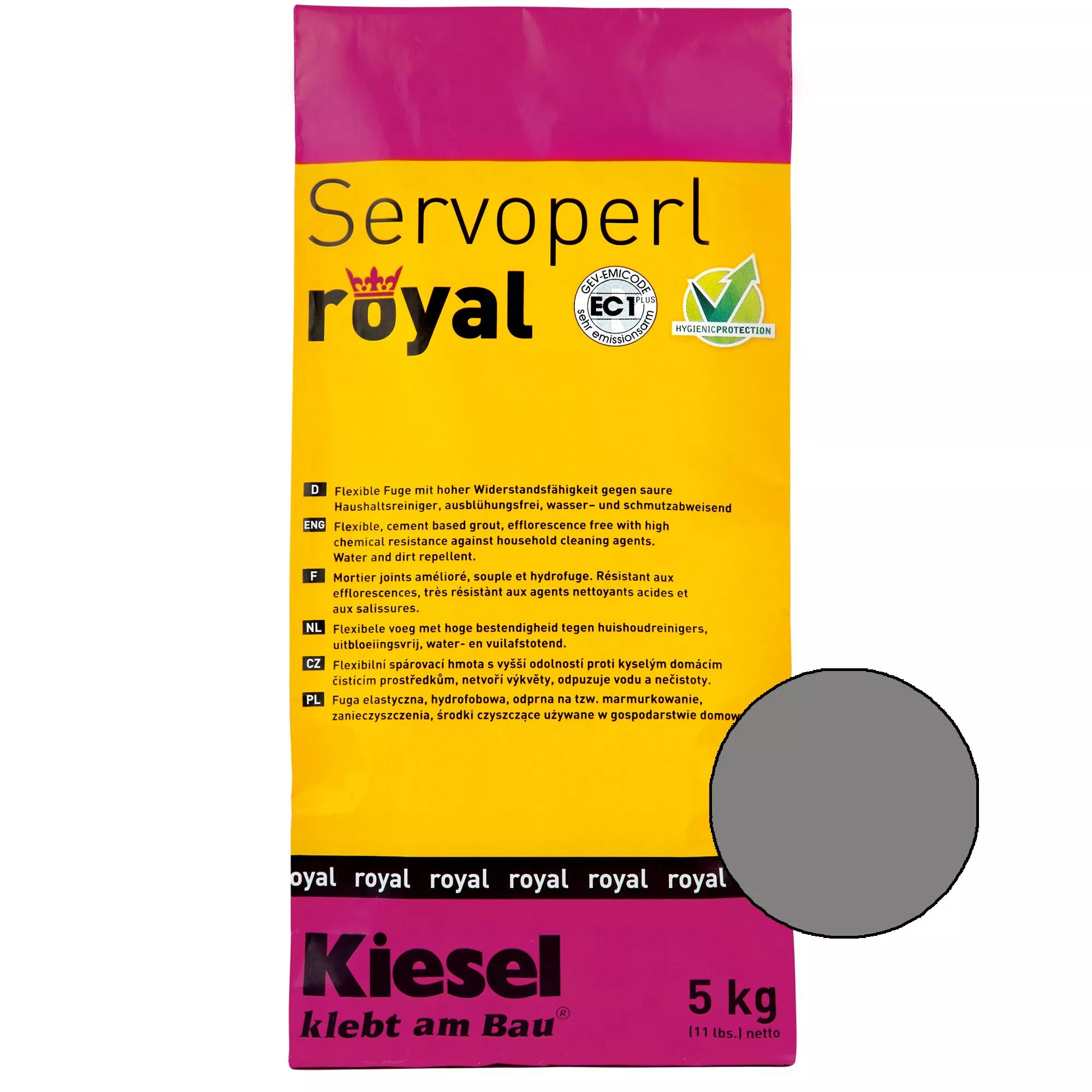 Kiesel Servoperl Royal - Joint Flexible, Hydrofuge Et Anti-salissures (5KG Gris Moyen)