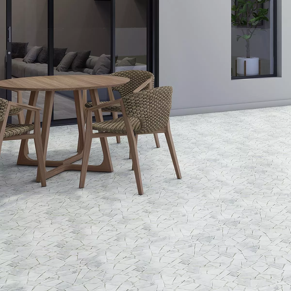 Marbre cassé Mosaïque Carrelage Mareblu Carrara Blanc