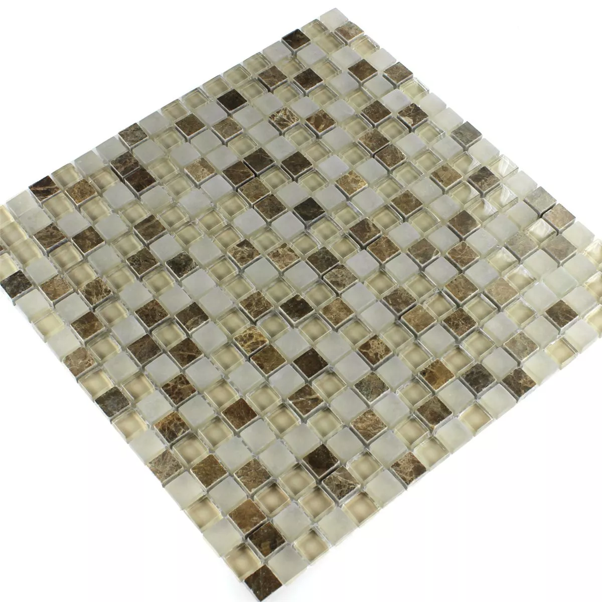 Mosaïque Verre Marbré Quebeck Brun 15x15x8mm