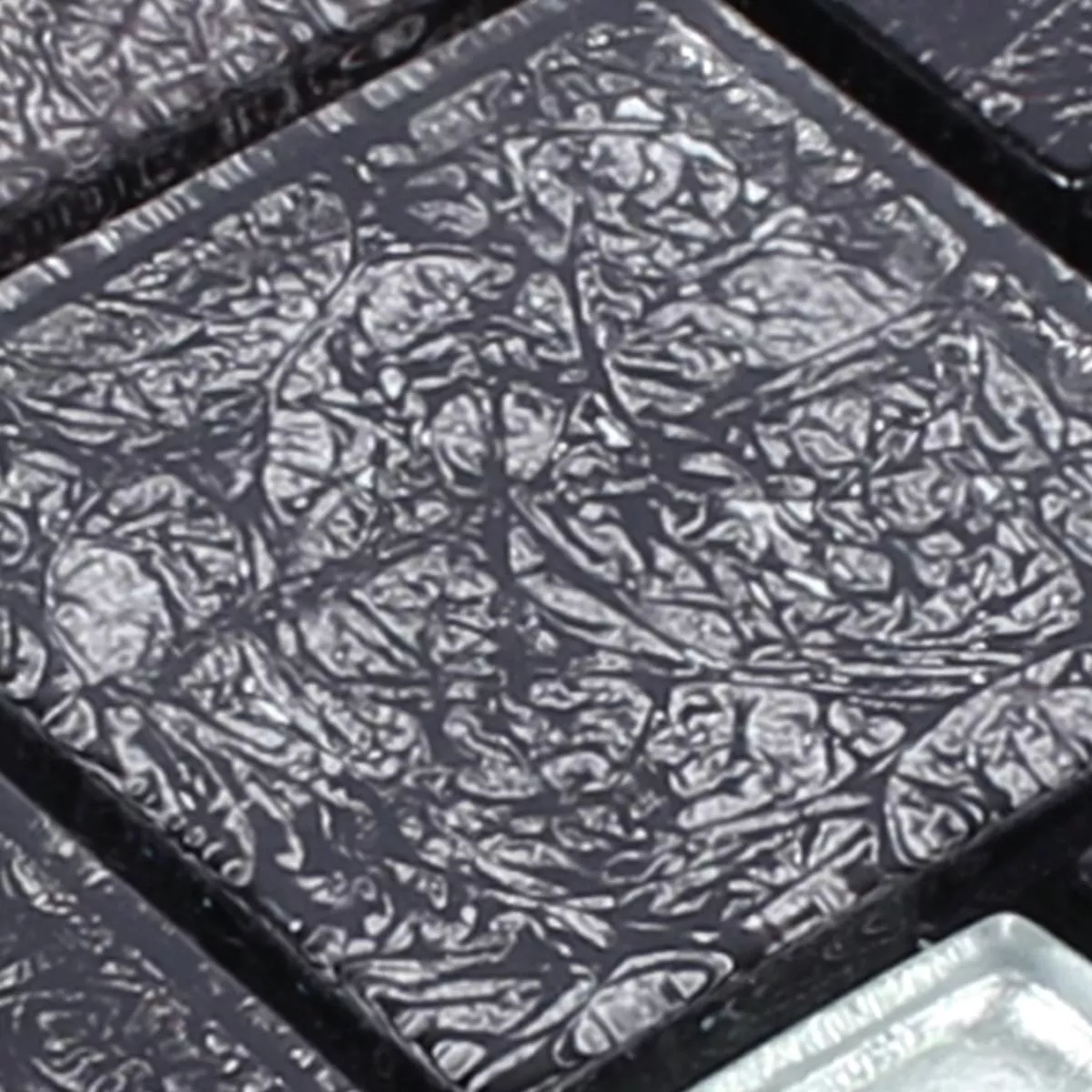 Sample Glasmozaïek Tegels Curlew Zwart Zilver ix