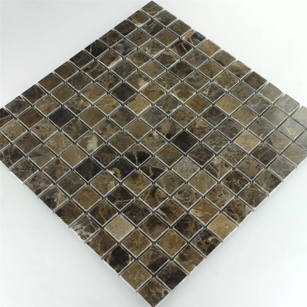 Mosaïque Pierre Naturelle Marbré Brun Poli 23x23x7,5mm