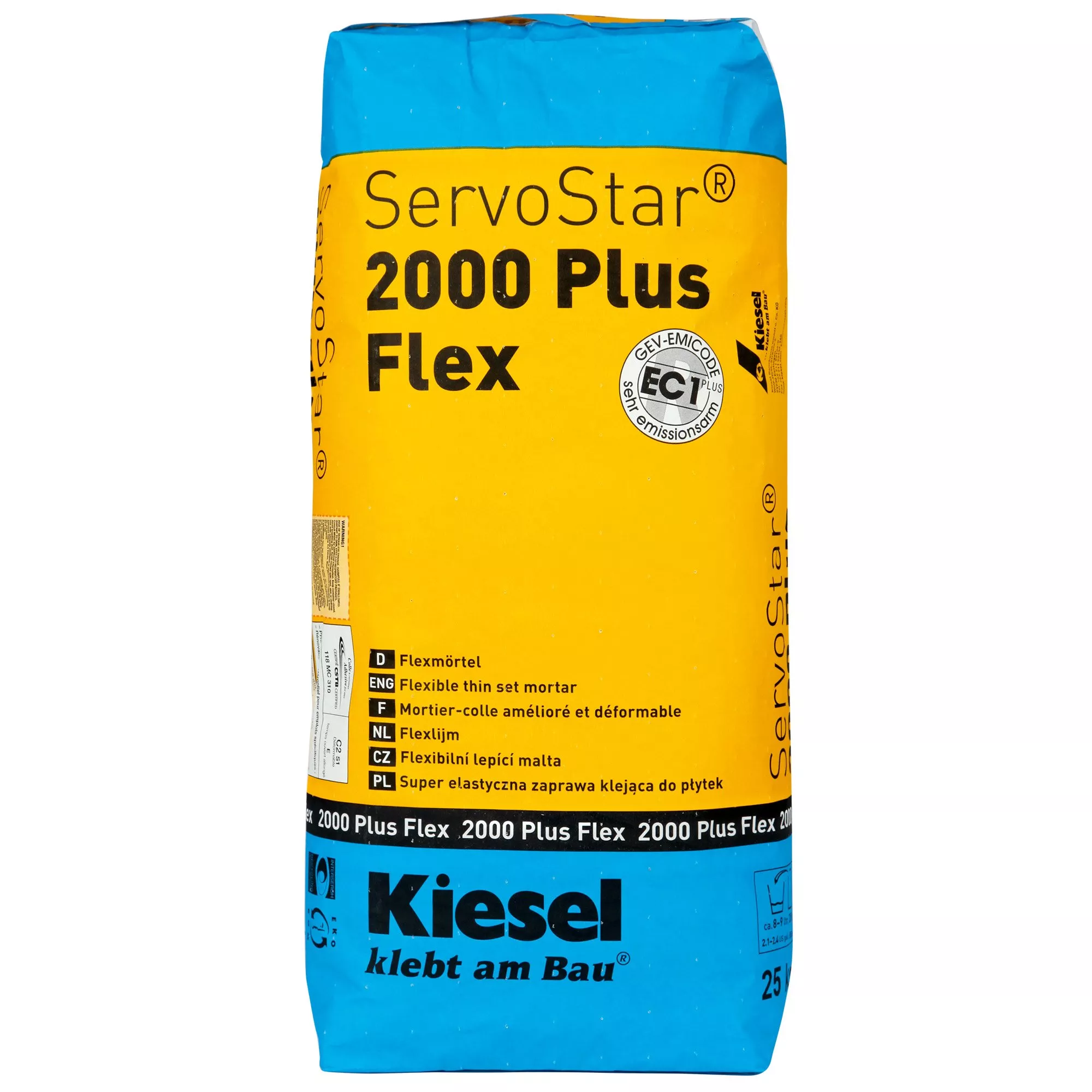 Colle à carrelage Kiesel Servostar 2000 - Mortier cimentaire en couche mince flexible et modifié plastique (25KG) Colle à carrelage Kiesel Servostar 2000 - Mortier cimentaire en couche mince flexible et modifié plastique (25KG)