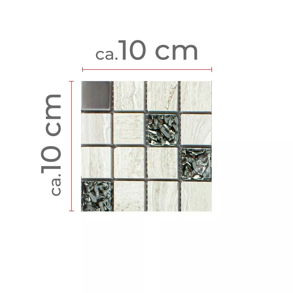 Échantillon Verre Pierre Naturelle Métal Mosaïque Carrelage Fulda Gris Argent