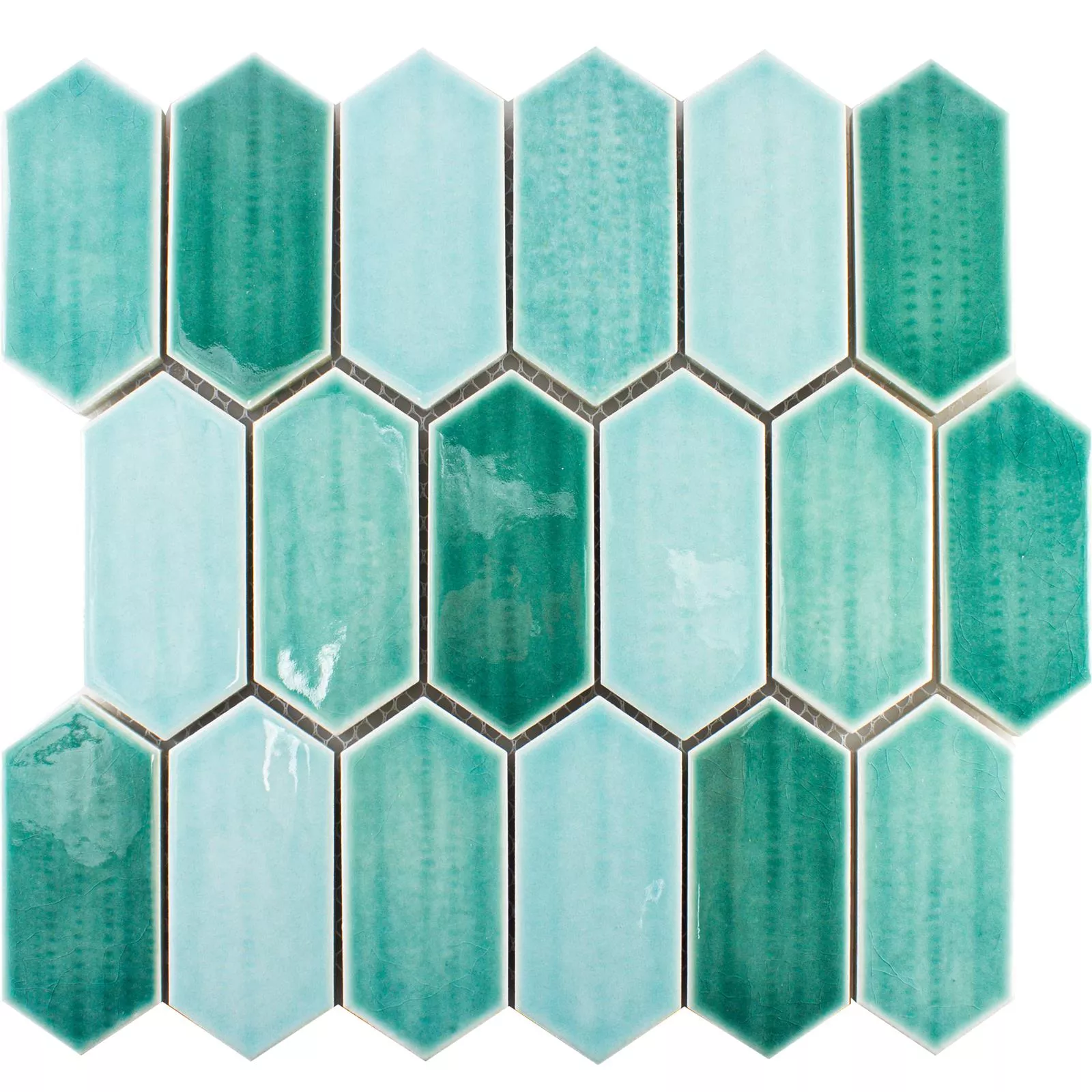 Céramique Mosaïque Carrelage McCook Hexagone Long Turquoise Vert