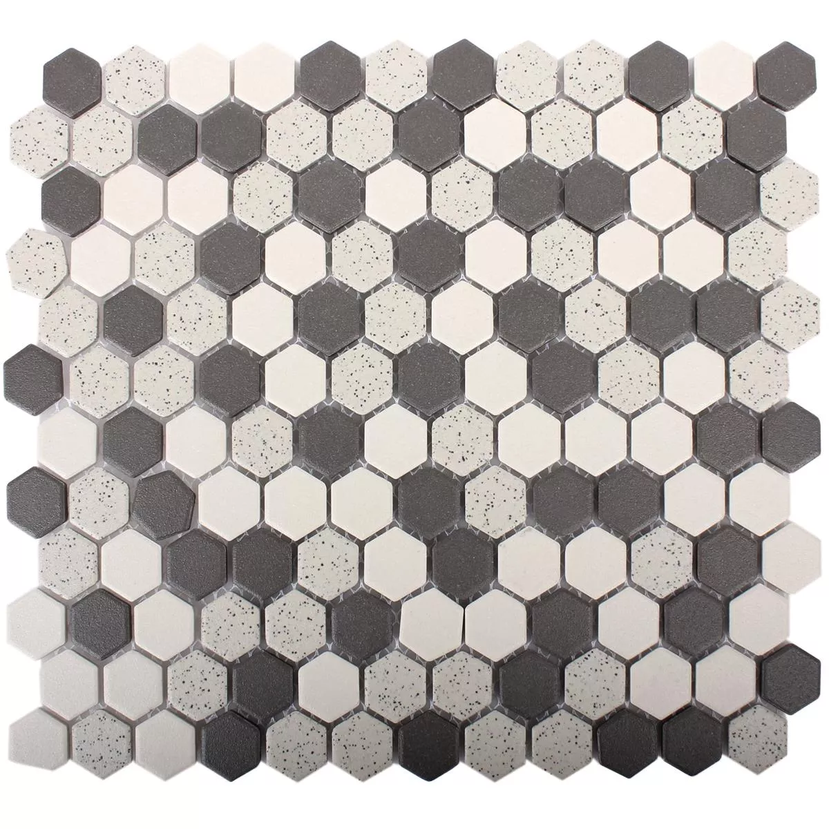 Sample Keramiek Mozaïektegels Monforte Hexagon Zwart Grijs