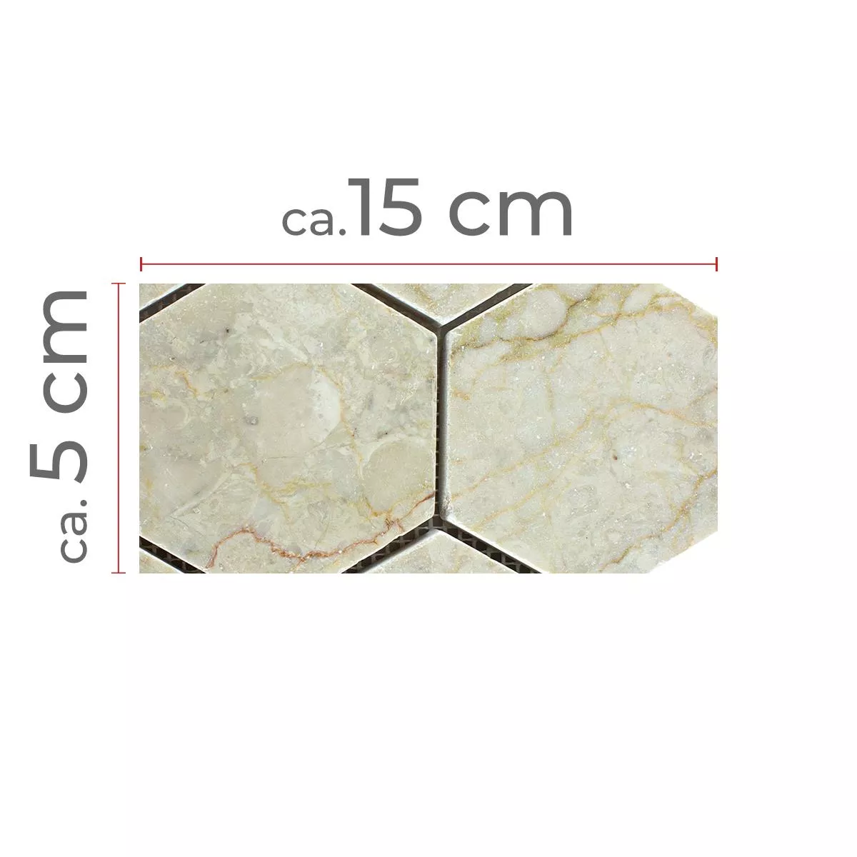 Sample Marmer Natuursteen Mozaïektegel Maracay Zeshoek Botticino