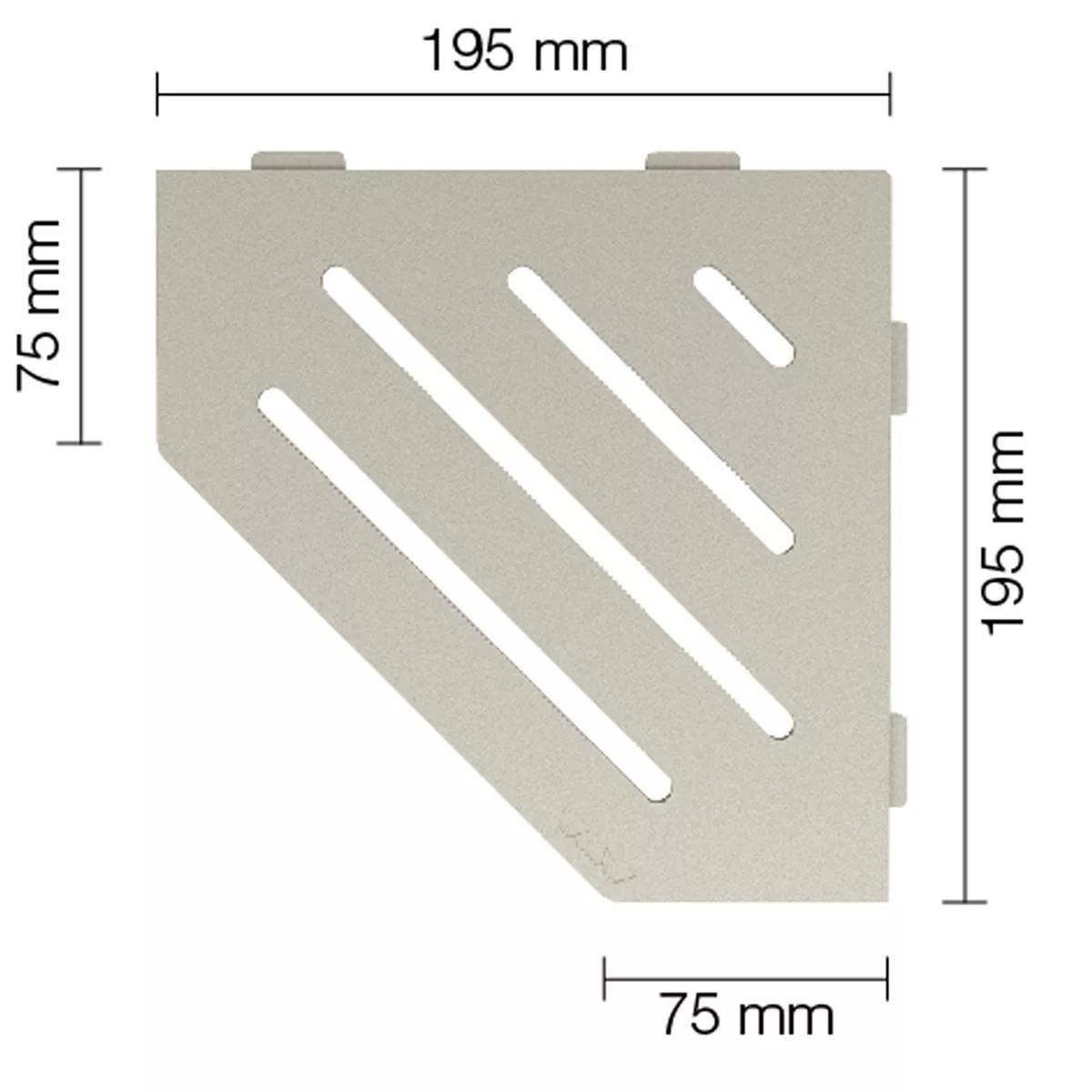 Wandplank doucheplank Schlüter 5-hoek 19,5x19,5cm Wave Crème