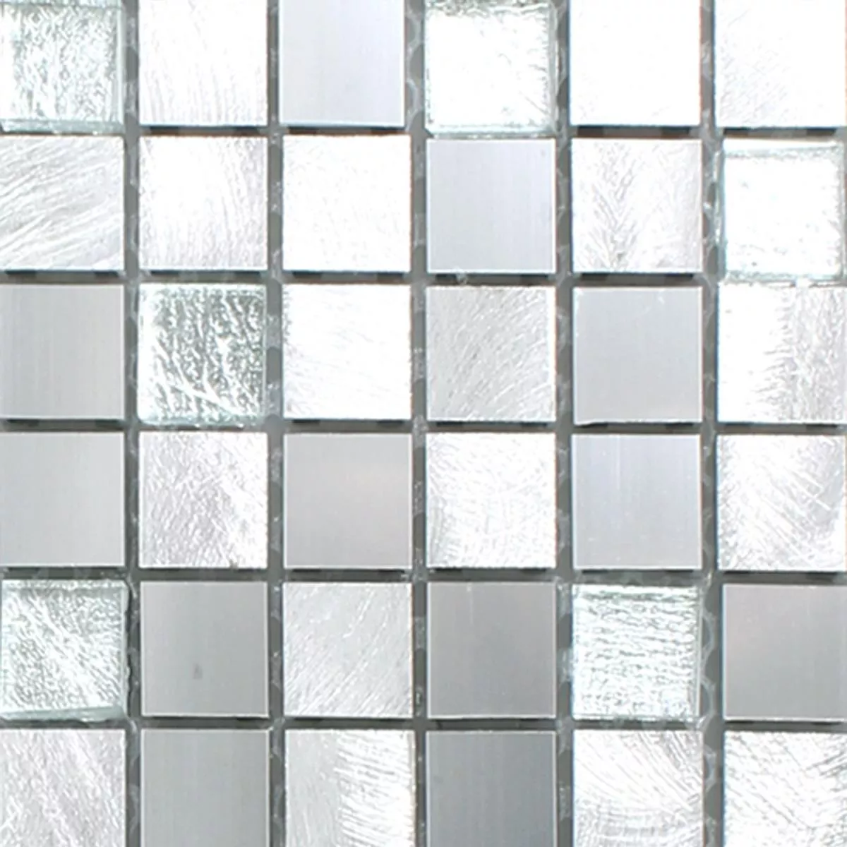 Sample Mozaïektegel Lissabon Aluminium Glas Mix Zilver