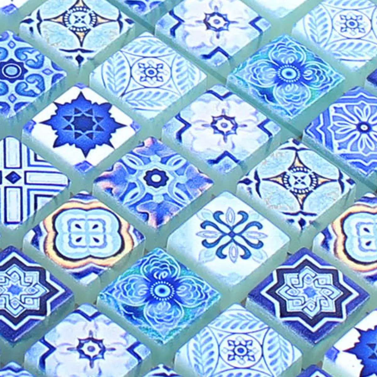 Sample Glasmozaïek Tegels Marrakech Blauw