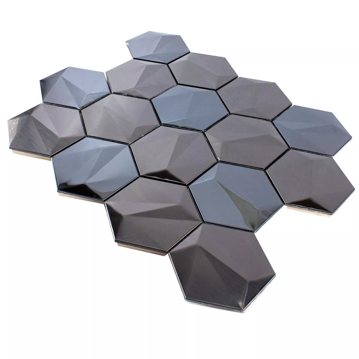 Roestvrij Staal Mozaïektegel Durango Hexagon 3D Bruin