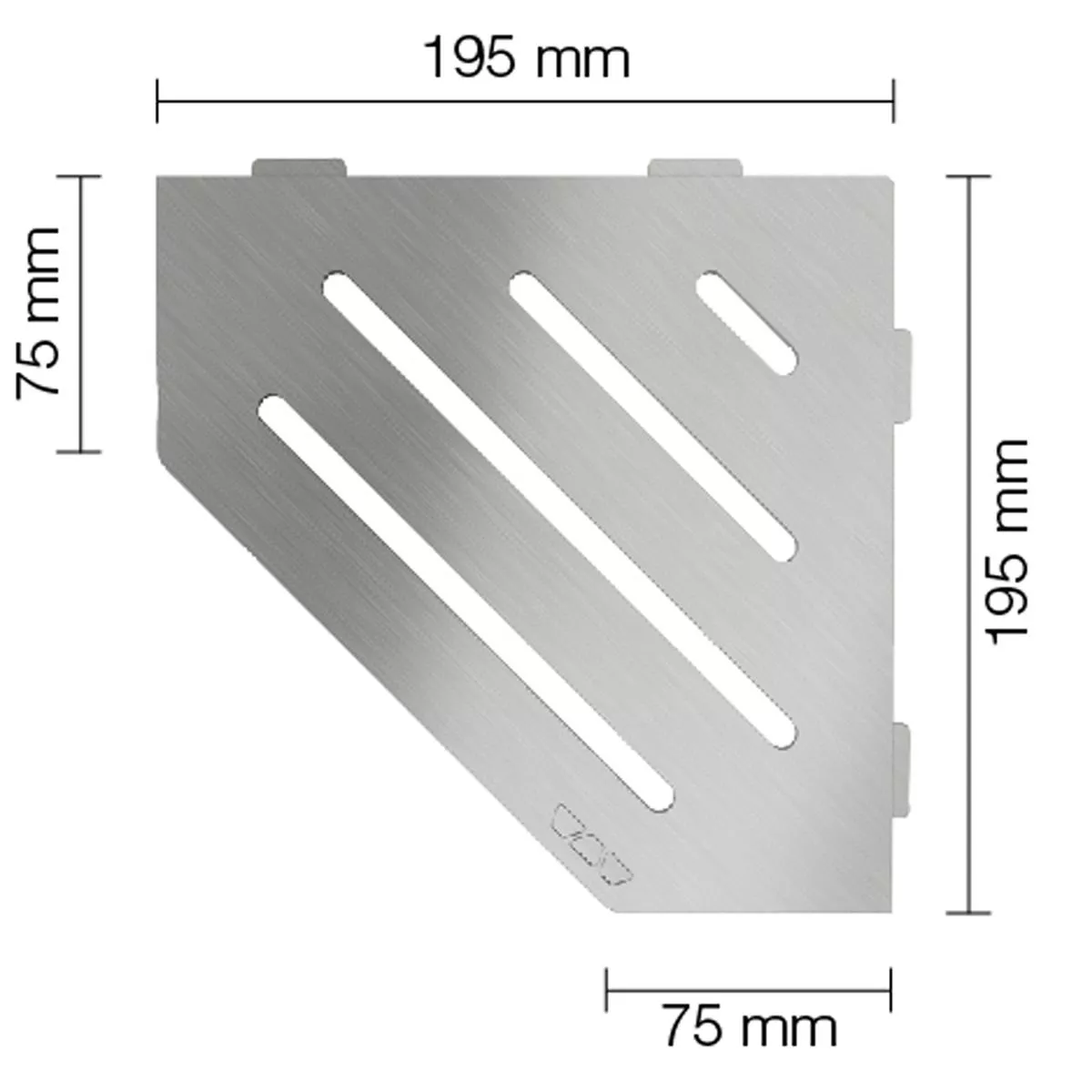 Wandplank doucheplank Schlüter 5eck 19,5x19,5cm Wave Zilver