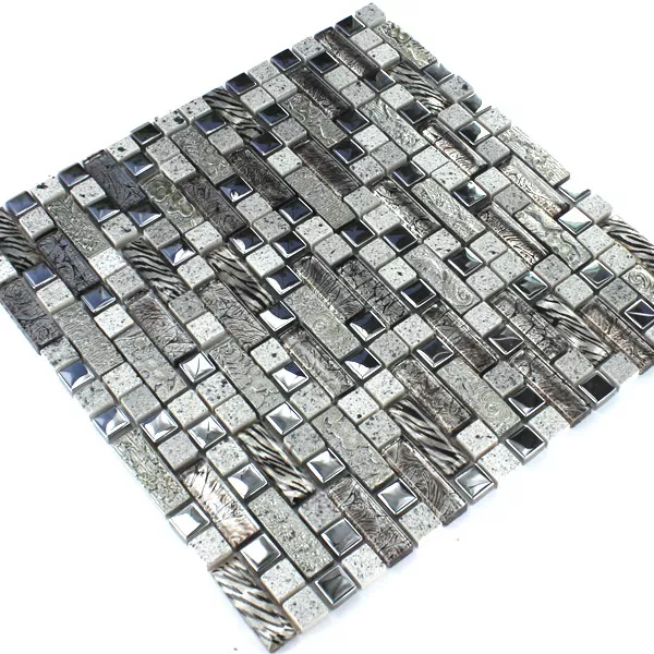 Échantillon Mosaïque Verre Metal Quartz Composite Argent