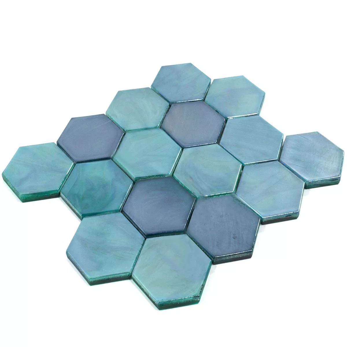 Échantillon Mosaïque En Verre Carrelage Andalucia Hexagone Lac Vert