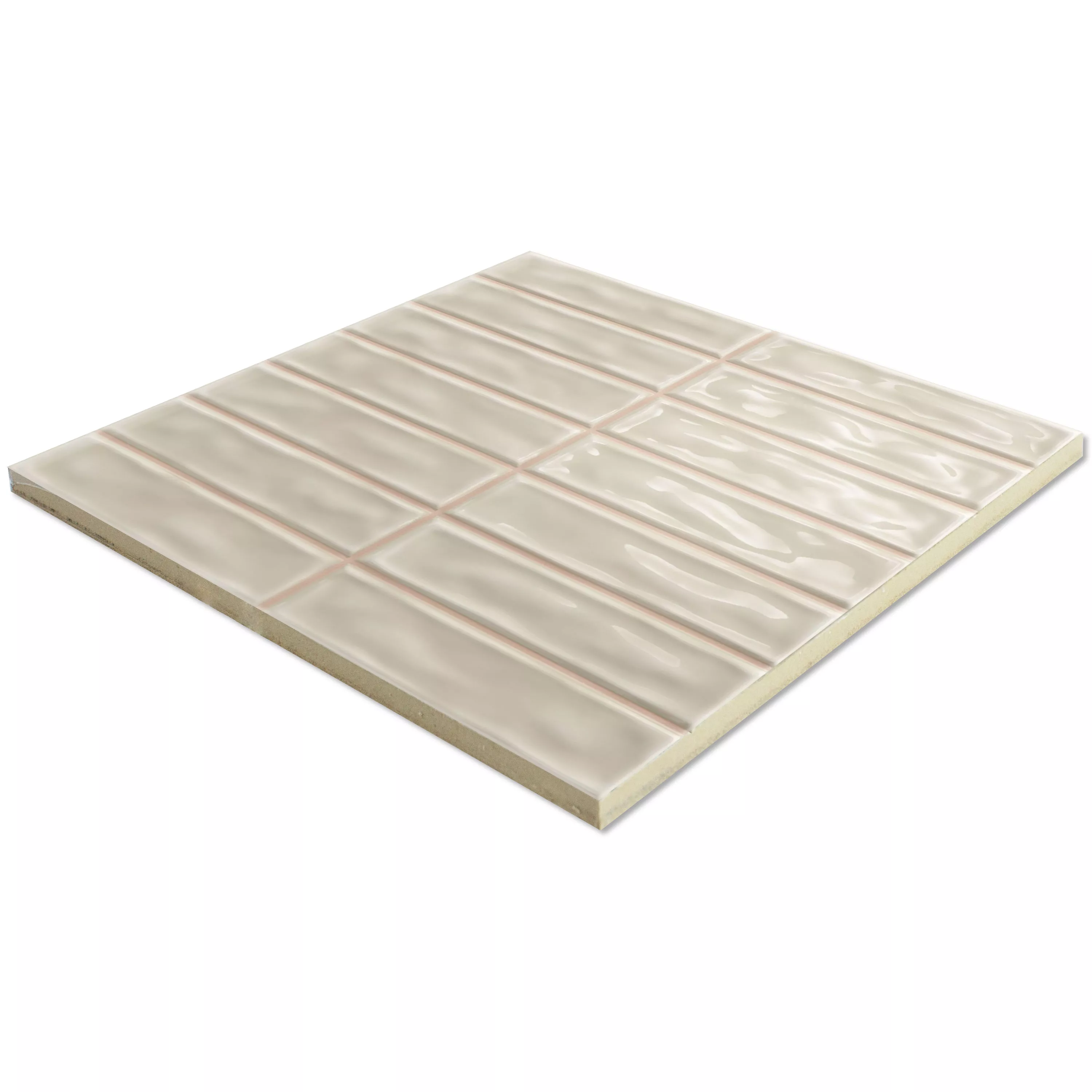 Wandtegels Verbania Brick Glanzend Gegolfd Beige 20x20cm